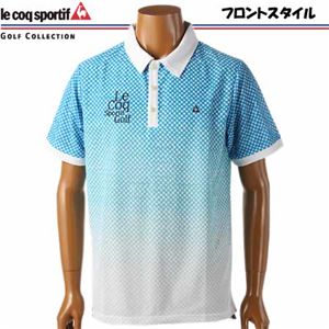 le coq sportif（ルコック スポルティフ） 半袖 グラデーションチェックポロシャツ QG2591 B471（ブルーアスター） L