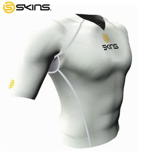 SKINS（スキンズ） SPORT ショートスリーブトップ ホワイト×グレー B10005004 M