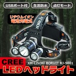 6000LM RJ-5001CREE XM-L T6CREE社LEDヘッドライト+充電池２本付