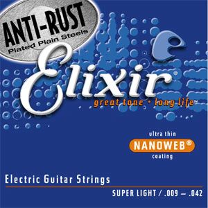 エレキギター弦（.009-.042） Anti-Rust NANOWEB Super Light[ 12002（ELIXIR） ]