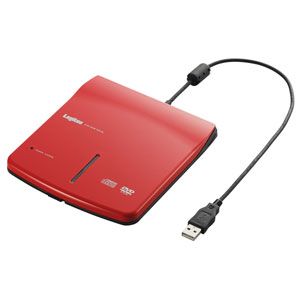 ロジテック USB接続 外付け 読み取り専用DVDドライブ レッド [ LDV-P8U2LRD ]