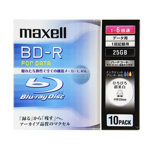 マクセル データ用 追記型ブルーレイディスク 25GB 6倍速 インクジェットプリンター対応 10枚パック [ BR25PWPC.10S ]