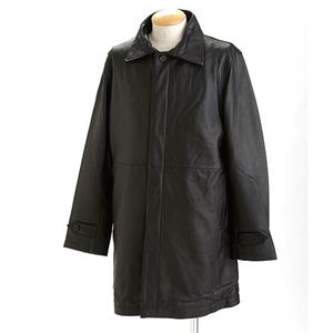 ラムレザーセミロングコート ブラック L