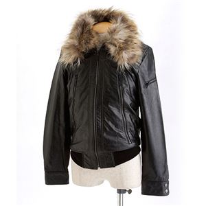 ファー付きラムレザージャケット ライダース M