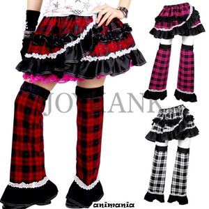 《大きいサイズ》レッグカバー付きチェック柄スカート【パンク/ロック/カジュアル/コスプレ/コスチューム/衣装】04000273 モノトーン