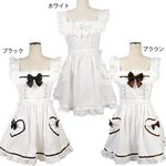ハートポッケ♪フリルデコレーションエプロン【メイド/ロリータ/コスプレ/コスチューム/衣装】02000139 ブラック