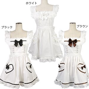 《大きいサイズ》ハートポッケ♪フリルデコレーションエプロン【メイド/ロリータ/コスプレ/コスチューム/衣装】04000281-5L ホワイト