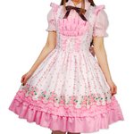 ロマンスフラワー♪ジャンパースカート＆カチューシャ【ハロウィン/クリスマス/イベント/パーティ/仮装/コスプレ/コスチューム/ロリータ/衣装】01000638-Lサイズ