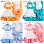《大きいサイズ》ときめきメイドワンピース★フレッシュカラー【コスプレ/コスチューム/メイド/衣装】04000299グリーン5Lサイズ 