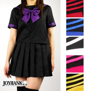 ビビットリボンのブラックセーラー服【コスプレ/コスチューム/制服/学生服/半袖/衣装】01010049 Mサイズ ブルー
