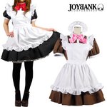 正統派☆ベーシックスタイルのリボンメイドワンピース【ハロウィン/クリスマス/イベント/パーティ/仮装/コスプレ/コスチューム/メイド/衣装】02000138 ブラウンSサイズ 