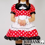 《大きいサイズ》レトロドットのメイドワンピースセット☆【ハロウィン/クリスマス/イベント/パーティ/仮装/コスプレ/コスチューム/メイド/ゴスロリ/クラシカル/衣装】04000313-3Lサイズ レッド 