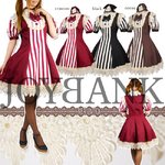 ストライプドールワンピース【クラシカル/お嬢様/姫系/ハロウィン/クリスマス/イベント/パーティ/仮装/コスプレ/コスチューム/ロリータ/衣装】01000561 ココア Lサイズ