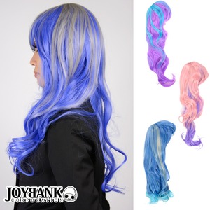 ツートンカラー耐熱ロングウィッグ 4color【コスプレウィッグ/ハロウィン/仮装/コスプレ/アイテム/かつら/衣装】CA076 コバルト×グレー