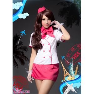 スチュワーデス コスチューム コスプレ 衣装 セクシー CA z1168 ピンク 白