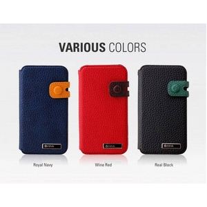 Z422i4SiPHONE4^4S Masstige Italian PU Color Edge Diary J[hP[Xt Wine Red摜2XV