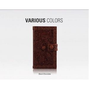 Z447i4SiPHONE4^4S yC^AVRvz Italian Carved Leather Diary BLACK CHOCOLATE J[hP[XtIII摜2XV