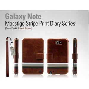 Z989GNTGALAXY Note SC-05DP[XKhaki Galaxy Note Masstige Stripe Diary@蒠^Cv摜3XV