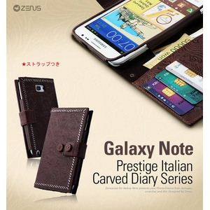 Z998GNTC^A{vGALAXY Note SC-05DP[X Galaxy Note Prestige Italian Carved Diary@蒠^Cv 摜1