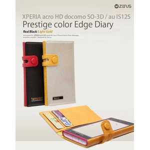 Z1014XHXPERIA acro HD docomo SO-3D / au IS12S@P[X@ Prestige color Edge Diary Real Black摜1