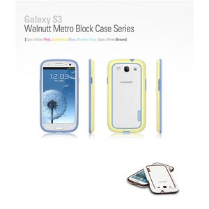 W1298GS3yMenthol Blue Galaxy S3 WALNUTT Metro Block caseiP[Xj 摜3XV