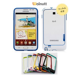 W1211GNTyWHITE+BLUEzGalaxy NoteiMNV[m[gjP[X Walnutt Bumper Series摜1