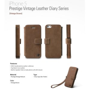 iPhone5Prestige Vintage Leather Diary [mold type] [{v] Vintage Brown@Z1399i5 摜2XV