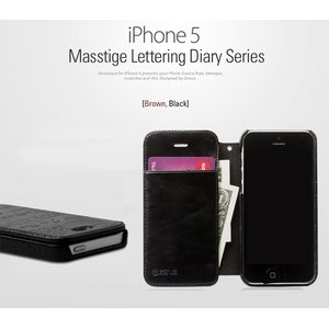 iPhone5iPhone5 Masstige Lettering Diary [mold type] Z1417i5 Black摜1