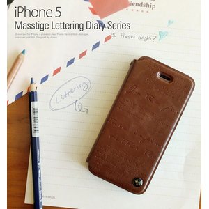 iPhone5iPhone5 Masstige Lettering Diary [mold type]Z1418i5@brown摜1