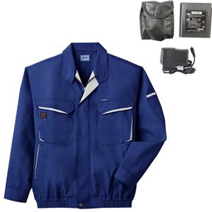 空調服 綿・ポリ混紡長袖作業着 K-500N 【カラー：ブルー サイズ XL】 リチウムバッテリーセット