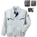 空調服 綿・ポリ混紡長袖作業着 K-500N 【カラー：シルバー サイズ XL】 リチウムバッテリーセット
