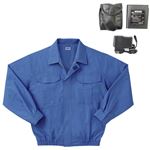 空調服 綿薄手長袖作業着 M-500U 【カラーライトブルー： サイズXL】 リチウムバッテリーセット