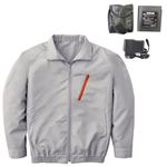 空調服 ポリエステル製長袖ブルゾン P-500BN 【カラー：シルバー サイズ XL】 リチウムバッテリーセット