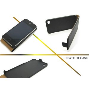 iPhone4S/4Stylish Black LEATHER CASE摜3XV