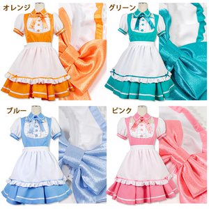 [8mm]ときめきメイドワンピース★フレッシュカラー8color【コスプレ】パープルM