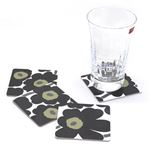 marimekko（マリメッコ） UNIKKO PLYWOOD COASTERS 4PCS ウニッコ柄 コースター 4枚セット 65080 30 white／black
