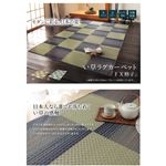 ふっくら い草ラグカーペット 夏用 幾何柄 『FX格子』 ブルー 約191×250cm （裏面：滑りにくい加工）