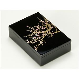 KT2090 長角小箱 黒 光琳梅 【Kaze-ya style・北市漆器店 】
