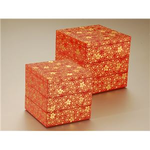 KZ2534 桜づくし5.0三段重（朱） 【Kaze-ya style・北市漆器店 】