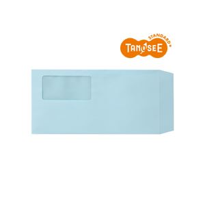TANOSEE 窓付封筒 ワンタッチテープ付 長3 80g/m2 ブルー 業務用パック 1箱(1000枚)