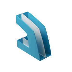 （まとめ）ファイルボックス（仕切り付） A4タテ ライトブルー 10個