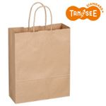 （まとめ）TANOSEE 手提袋 丸紐 茶無地・小 50枚入×6パック