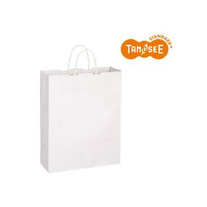 （まとめ）TANOSEE 手提袋 丸紐 白無地・大 50枚入×6パック