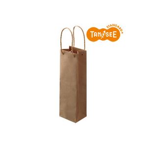 （まとめ）TANOSEE 手提袋 丸紐 茶無地・ワインボトル用 30枚入×10パック