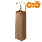 （まとめ）TANOSEE 手提袋 丸紐 茶無地・ワインボトル用 30枚入×10パック