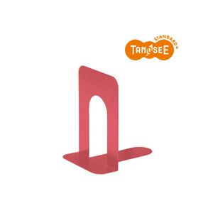 （まとめ）TANOSEE ブックエンド T型 特大 コーラルレッド（赤） 20組
