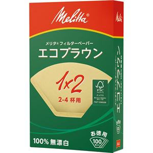 （まとめ） メリタ エコブラウン 無漂白 1×2 2〜4杯用 PE-12GB 1セット（300枚：100枚×3箱） 【×10セット】
