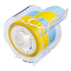 （まとめ） ヤマト メモック ロールテープ フィルムタイプ カッター付 15mm幅 イエロー＆パールブルー RF-15CH-6F 1個 【×10セット】