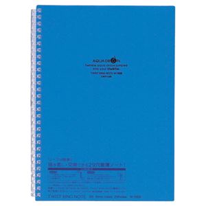 （まとめ） リヒトラブ AQUA DROPs ツイストリング・ノート セミB5 29穴 B罫 30枚 青 N-1608-8 1冊 【×15セット】