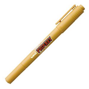 （まとめ） 三菱鉛筆 水性マーカー プロッキー 細字丸芯+極細 黄土色 PM120T.19 1本 【×50セット】